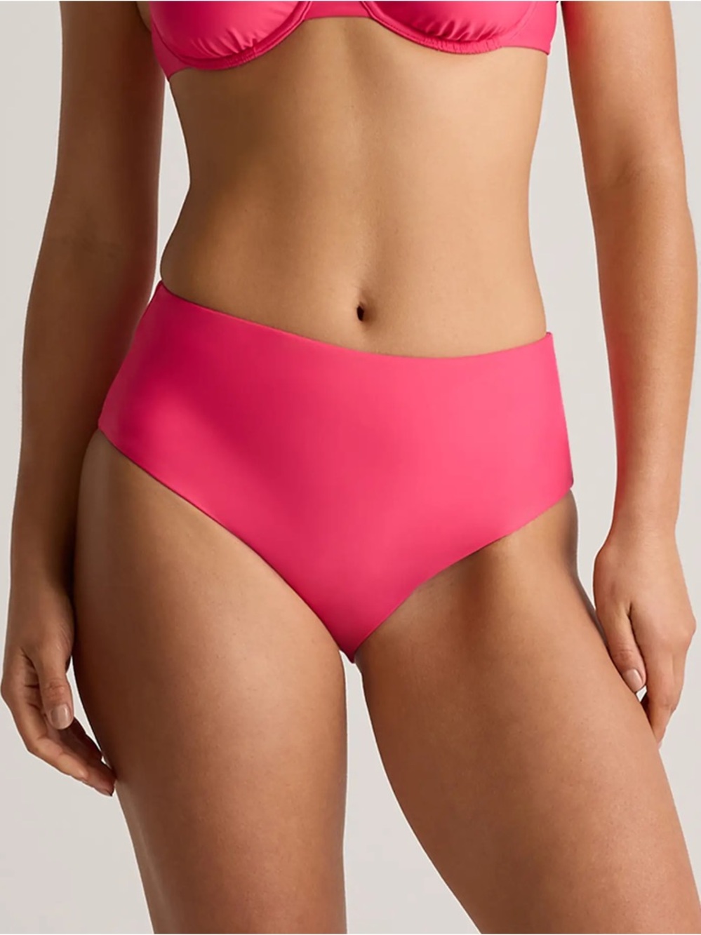 Quince Italian High-Rise Bikini Bottom - Hibiscus